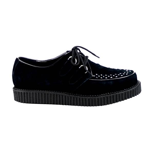 Demonia Women's Creeper-602S Creeper Shoes - Black Suede D1709-28US Clearance